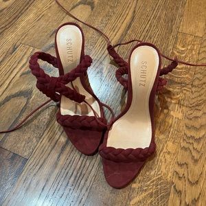 Maroon Schultz Suede Heels